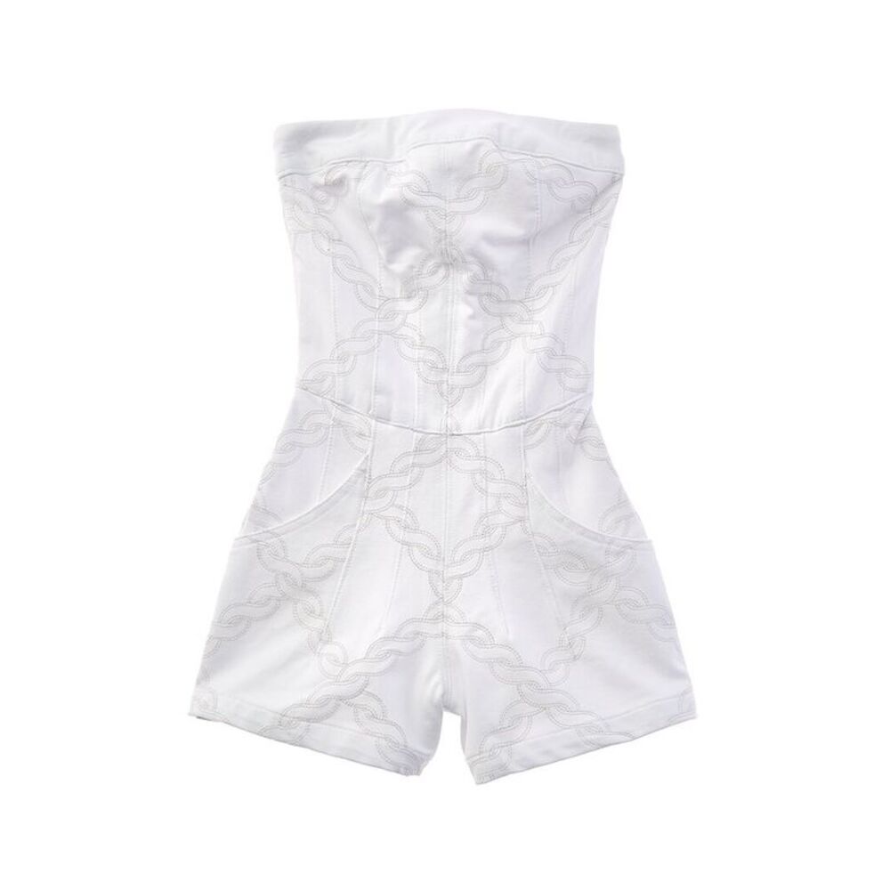 Vintage Havana Girls  Rope Stitch Strapless Romper, White